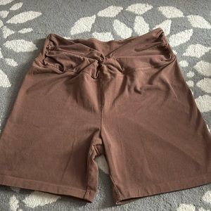 PINK knotted waist biker shorts